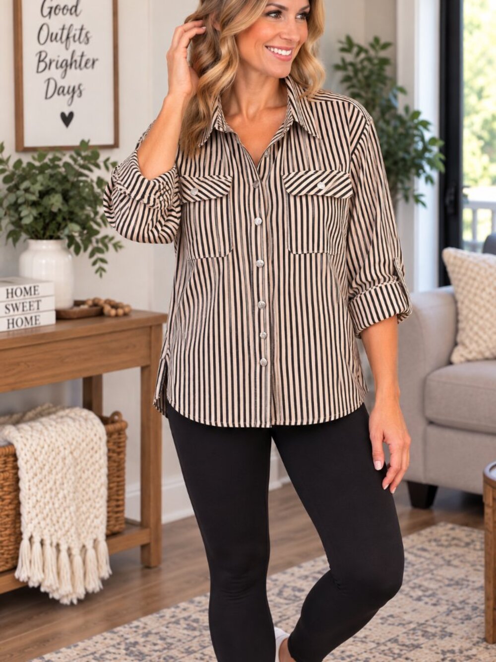 Striped Button Up Shirt - Picture 1 of 3